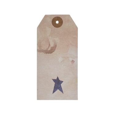 Primitive Star Tea Stained Paper Tag Navy 4.75x2.25 w/ Twine Set of 50 - The Fox Decor